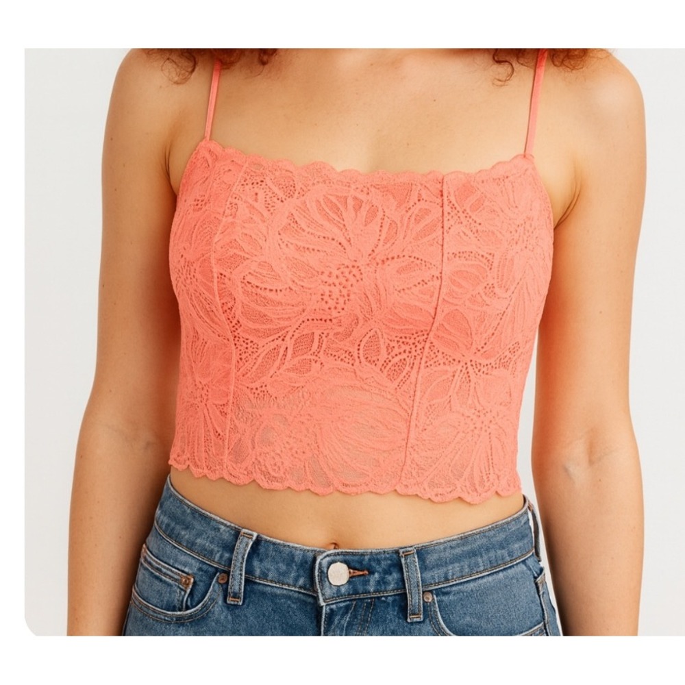 Aerie Lace Bralette Coral Adjustable Straps Cute‎ Comfortable Everyday XS NWT